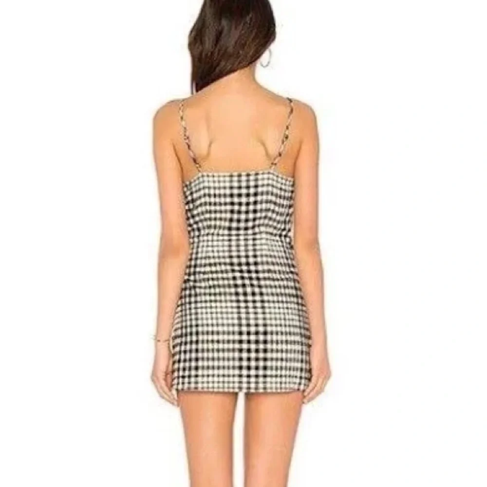 Free People Black Plaid Faux Wrap dress - Picture 3 of 6